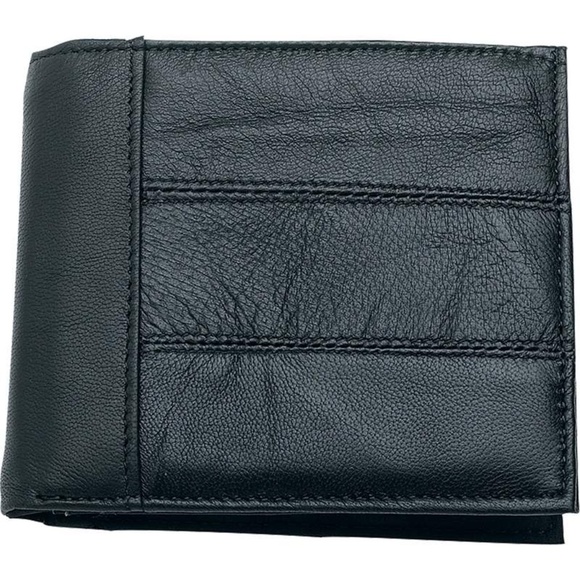 Men's Black Genuine Leather Bi-Fold Wallet - Picture 5 of 6